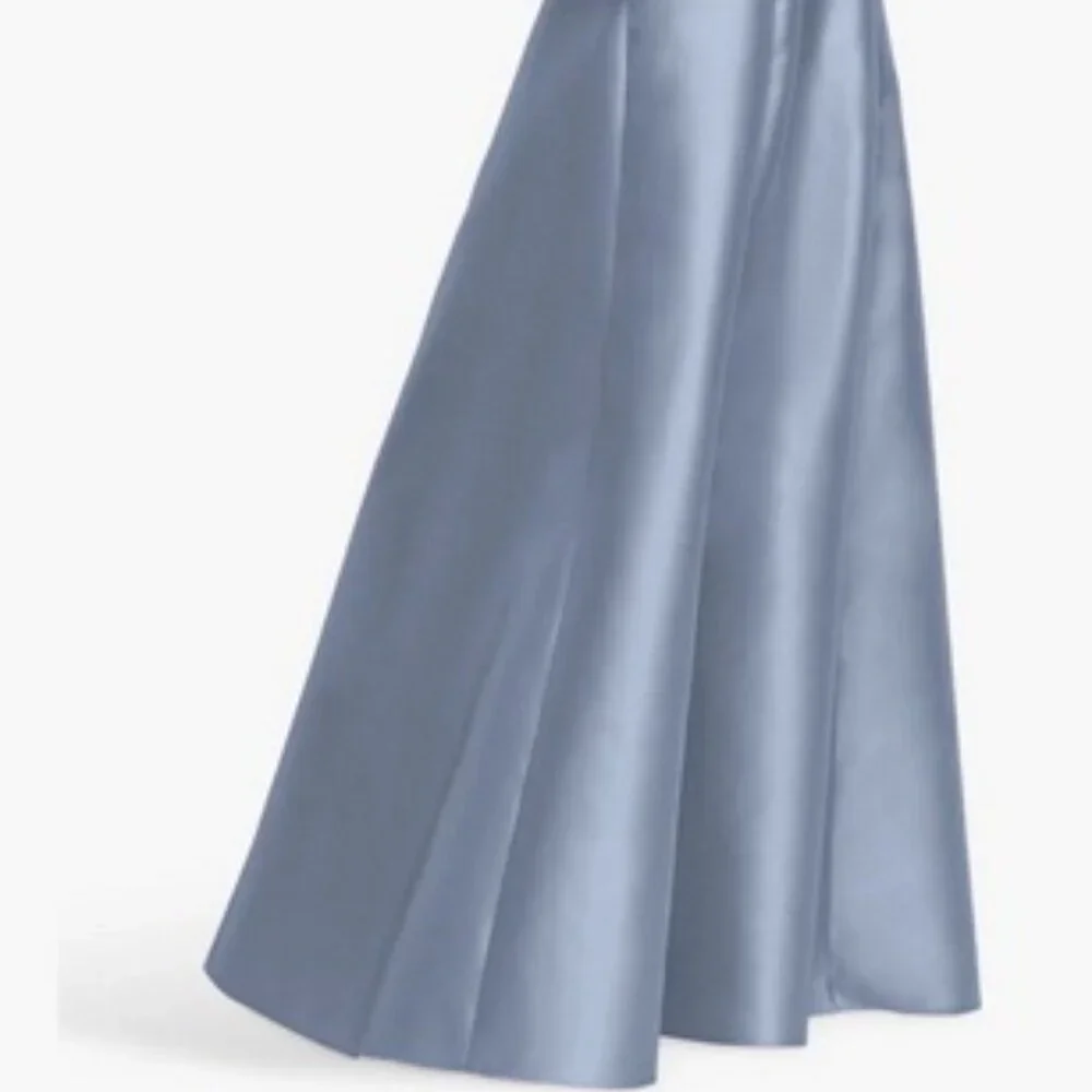 Alfred Sung Cloudy Blue A-Line Satin A-Line Gown Dress D874 - Picture 4 of 6